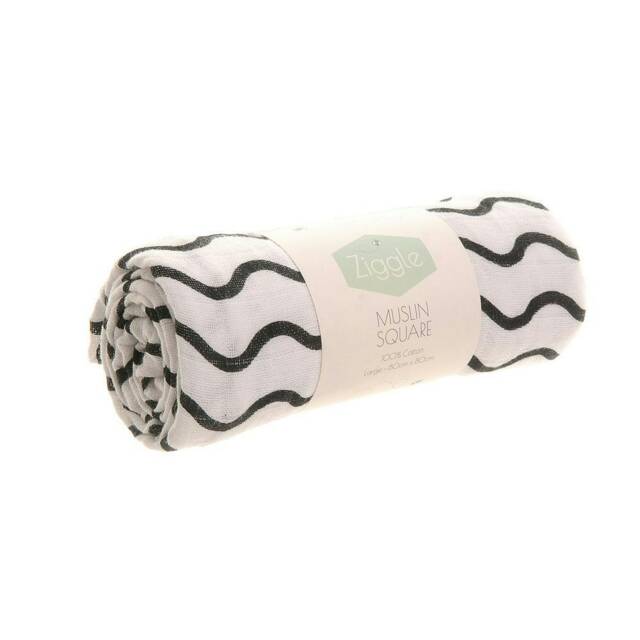 Ziggle Cotton Muslin Square - Black & White Print