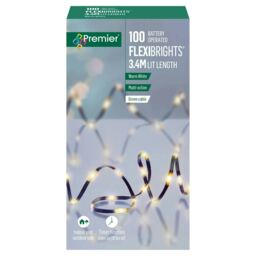 Premier Christmas Lights Flexibrights 100 Warm White 3.4m