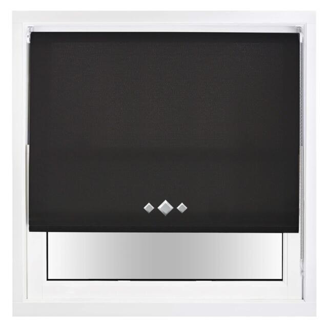FURNISHED Daylight Trimmable Roller Blinds with Triple Diamond Eyelets and Metal Fittings Black Black (W) 175cm x (L) 165cm