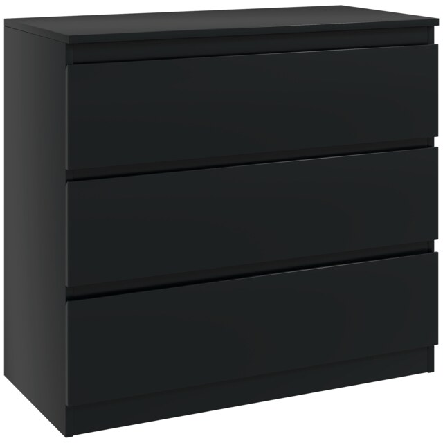 HOMCOM Chest of Drawers, 3 Drawer Storage Cabinet Unit for Bedroom, Black Black
