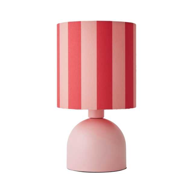 ValueLights Miley Pink Stripes Shade Pale Pink Table Lamp