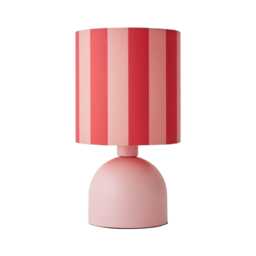ValueLights Miley Pink Stripes Shade Pale Pink Table Lamp