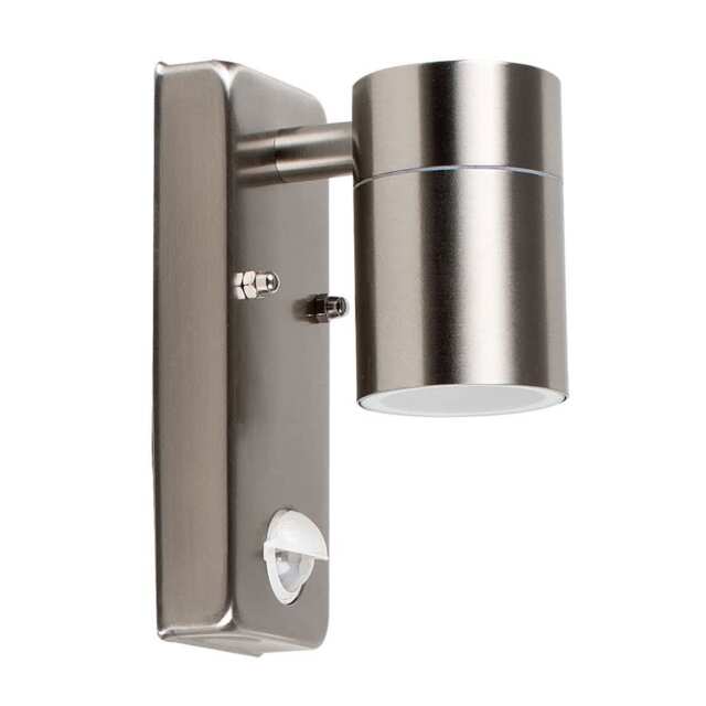 ValueLights Barrow Stainless Steel PIR Motion Sensor Outdoor Wall Light and Bulb