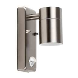 ValueLights Barrow Stainless Steel PIR Motion Sensor Outdoor Wall Light and Bulb