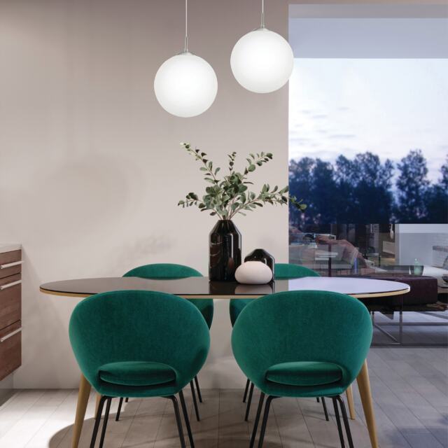 EGLO Rondo Opal & Satin Nickel Matt Single Pendant, 30cm