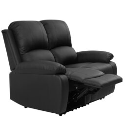 Faux Leather 2 Seat Reclining Sofa In Black