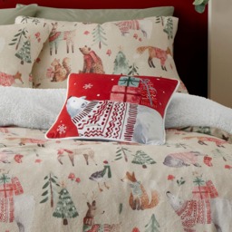 Fusion Christmas Woodland Animals Filled Cushion Red
