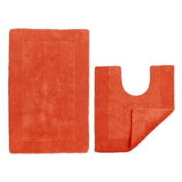 Elegance Reversible Heavyweight Bath Mat and Pedestal Set Orange Orange Terracotta