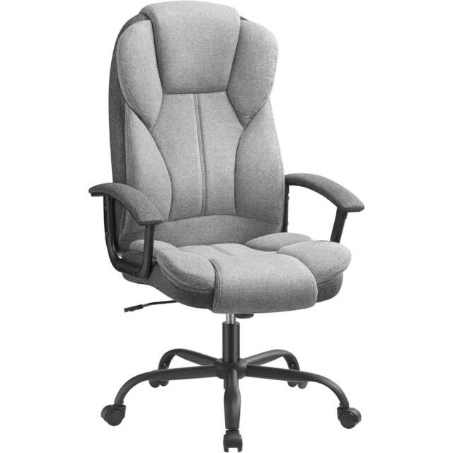 Executive Office Chair with Armrests, Swivel Desk Chair, Adjustable Height and Tilt Function, Dove Grey and Ink Black