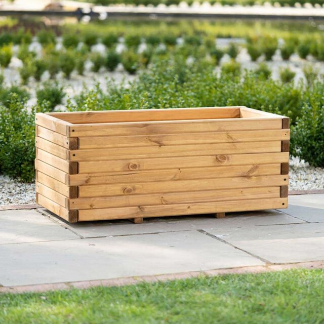 Primrose Rectangle Pine Wood Raised Trough Outdoor Patio Planter 1m