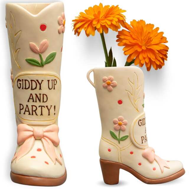 Gifts Giddy Up Cowboy Boots Vase - Cowgirl Gifts