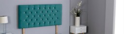 "Green Plush Velvet Chesterfield Headboard Green 4FT6 Double 26""inch Headboard"