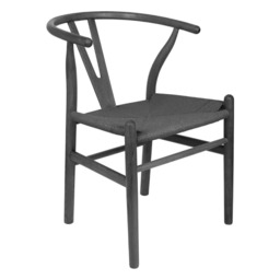 Nicholas Winter Beech Wooden Danish Style Dining Chair - Black-Black - Solid Wood Wish Beech Bone Wood Chairs Black Black/Black