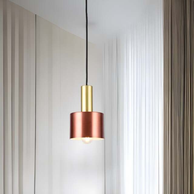 CGC SELVIA Gold Copper-Dome Metal Pendant Light with Adjustable Black Cord Gold Gold Height: 19 cm, Diameter: 12 cm