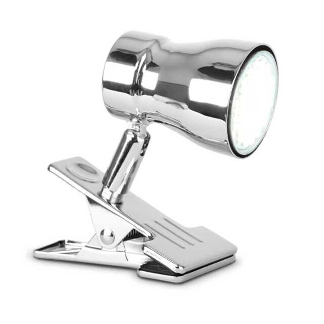 ValueLights Clip-On Spotlight Chrome Silver Spotlight and Bulb