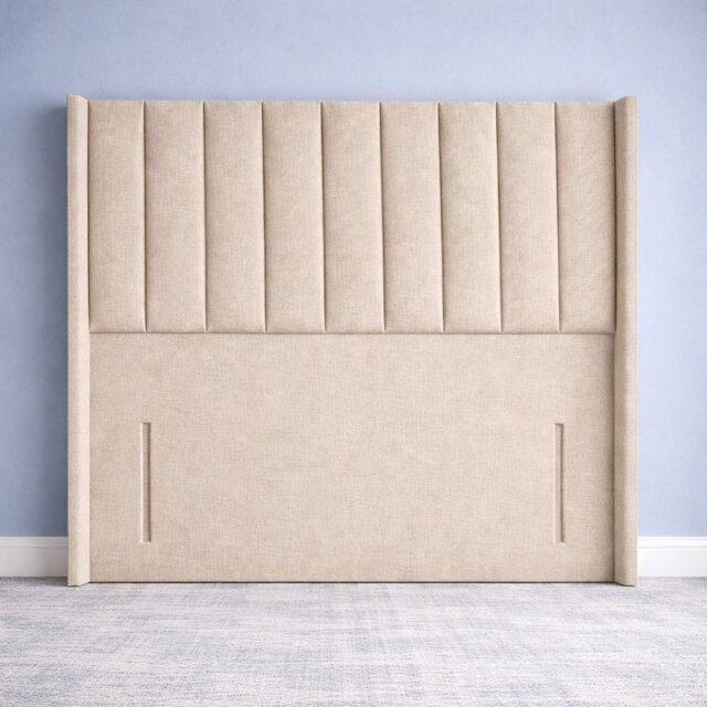 Beige Linen Floorstanding Wing 5FT Kingsize 54inch Single Headboard