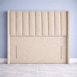Beige Linen Floorstanding Wing 5FT Kingsize 54inch Single Headboard