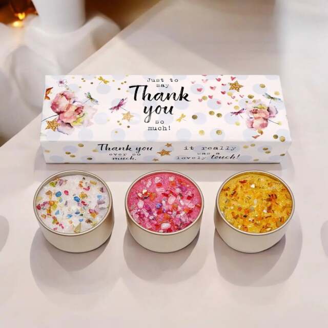 Thank You Candles Gift Set Trio Scented Home Fragrance Including Classic Cotton Whispering Bamboo and Gold Dust 3 Pack