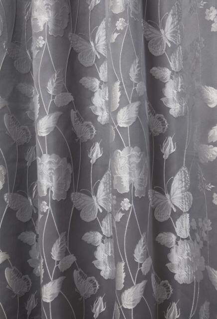 Meadows Lined Eyelet Jacquard Curtains 116cm x 137cm Silver Grey Grey