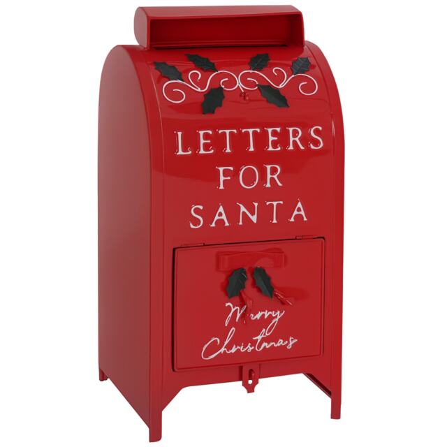 HOMCOM Christmas Post Box Freestanding or Wall Mounted for Xmas Decoration Red