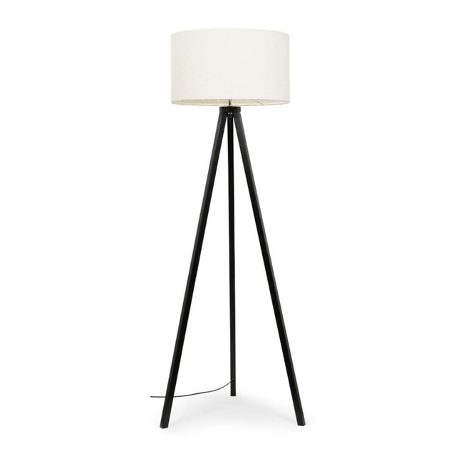 ValueLights Barbro Black Tripod Floor Lamp Cream Boucle Shade and Bulb