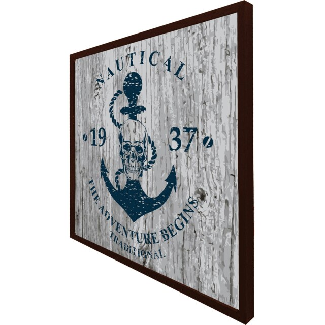 Anchor print on wood (Picture Frame) Brown XS