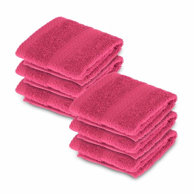 Homescapes Turkish Cotton Raspberry Face Cloth - Set of 6