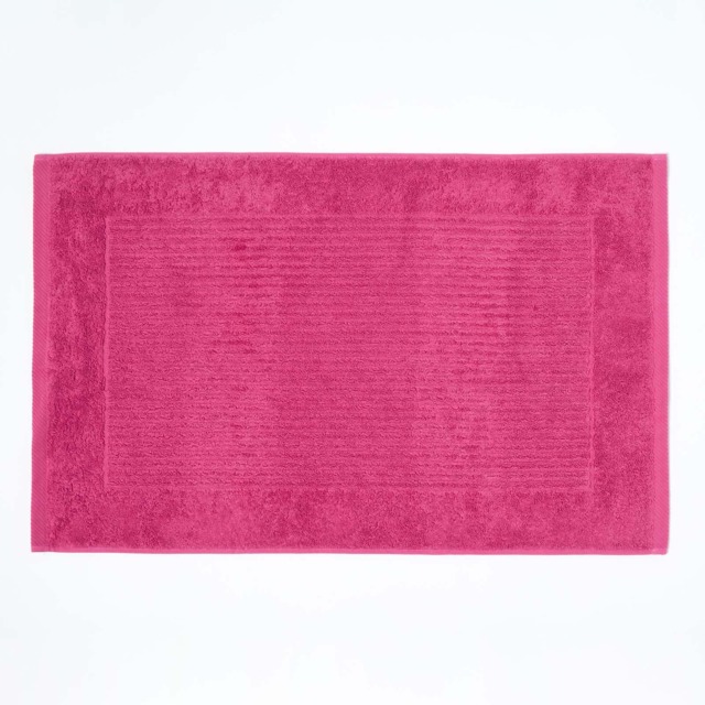 Homescapes Imperial Plain Cotton Bath Mat - Raspberry Pink 50 x 80 cm