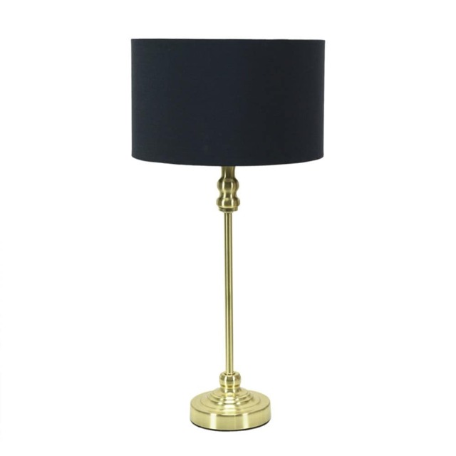 ValueLights Maggie Gold Candlestick Table Lamp Black Shade and Bulb