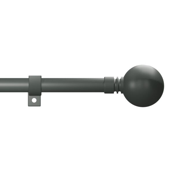 Metal Eyelet Extendable Curtain Pole, Ball Finials 70-120cm Grey Painted Grey
