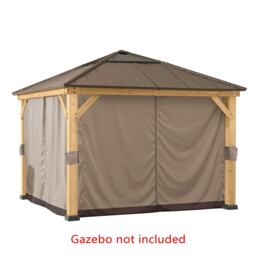 Sunjoy Accessory Curtain for Cedar Wooden Gazebo -2.7m x 2.7m, Khaki, Weather-Resistant Polyester（Gazebo Not Included）