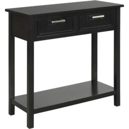 Modern Wooden Console Table With 2 Drawers and Shelf Black Black