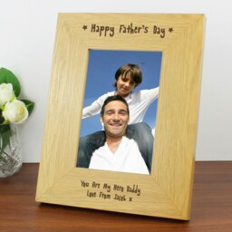 Personalised Oak Finish 6x4 Happy Fathers Day Photo Frame Brown One Size
