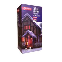 480 LED 6.2m Premier Clusterbrights Indoor Outdoor Multifunction Mains Operated Christmas Cluster Lights with Timer in Multicoloured