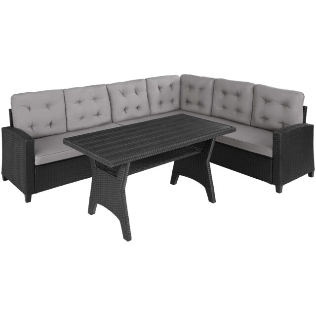 Garden Furniture Set Catania - for 6 people, weather-resistant, thick cushions Black black 120 x 65 x 73 cm 1