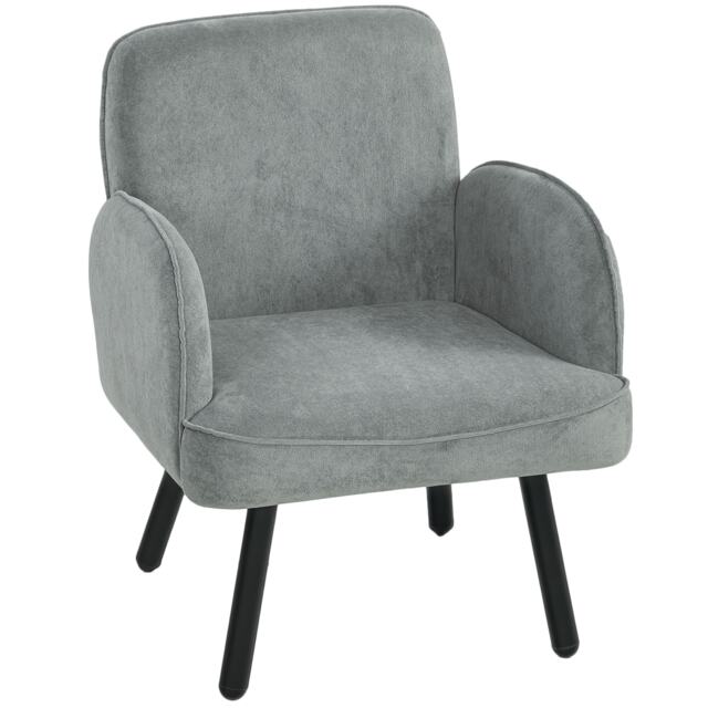 HOMCOM Lounge Chair Velvet Upholstered Spring Cushion