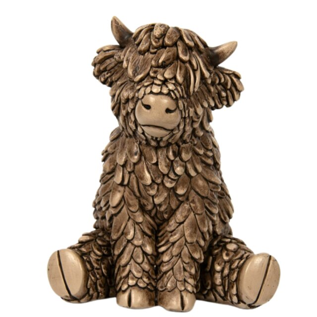 Lesser And Pavey Hughie Highland Cow Sitting Figurine