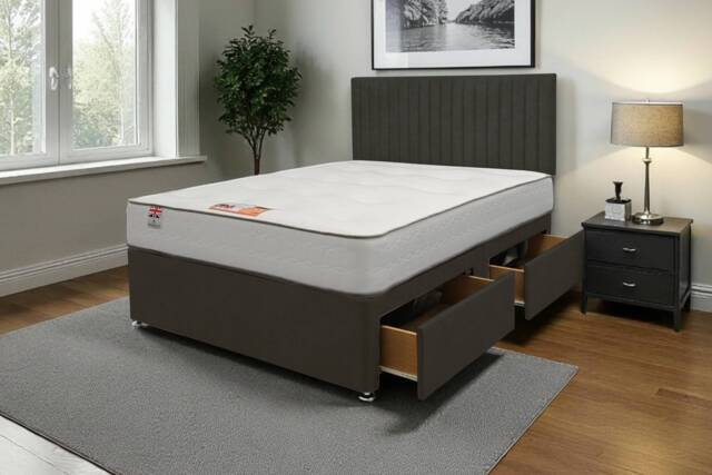 "Emily Naples Bed Set With Mattress, 2 Drawers Same Side & 24""Headboard"
