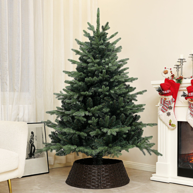 HOMCOM 5ft Artificial Spurce Christmas Tree with 1121 Branch Tips and Foldable Steel Base, Realistic Hinged mas Tree for Home Office, Green
