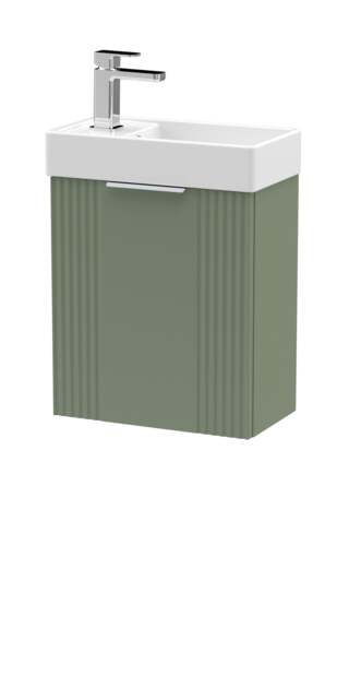Balterley Retro Wall Hung 1 Door Cloakroom Vanity Basin Unit Green Satin Green 1