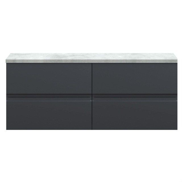 Balterley Mavesyn Contemporary 4 Drawer Wall Hung Vanity Unit with Laminate Worktop, Dark Grey, 1205mm