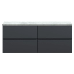 Balterley Mavesyn Contemporary 4 Drawer Wall Hung Vanity Unit with Laminate Worktop, Dark Grey, 1205mm