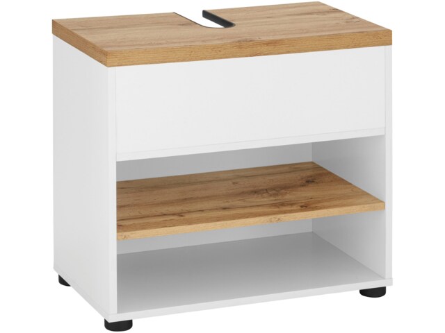 Thessa Sink Cabinet 60cm with 1Flap White Oak Look White White/Oak