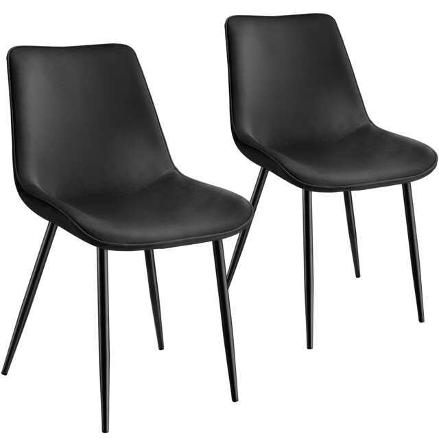 Dining Chair Monroe - padded, velvet look, ergonomic seat, black steel legs Black black 2