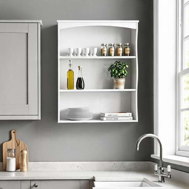 Grey Wall Mounted Shelves Painted 3 Book Shelves Ideal for Kids Bedroom Kitchen White