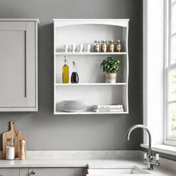 Grey Wall Mounted Shelves Painted 3 Book Shelves Ideal for Kids Bedroom Kitchen White