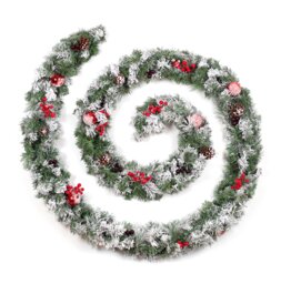 Best Artificial Christmas 12ft Frosted Red Garland