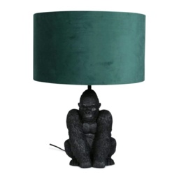 Valuelights Gus Painted Black Table Lamp With Medium Green Drum Shade And Led Bulb