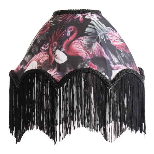 ValueLights Rosette Scallop Flamingo Shade Black Tassels and Bulb