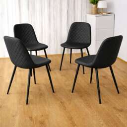 Dining Chairs Set Of 4 Faux Leather Padded Gem Black Kitchen Dining Room